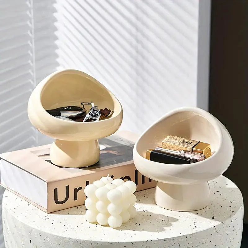 Minimalistisk keramisk svampeopbevaringsboks til smykker og nøgler