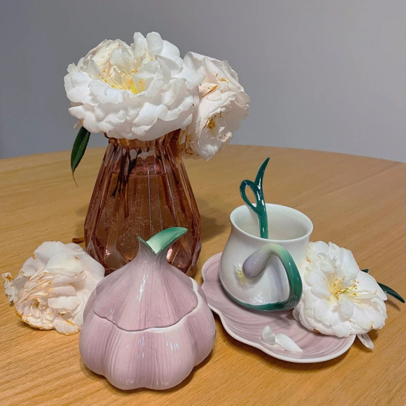 Keramisk hvidløg opbevaringskrukke med bambus låg