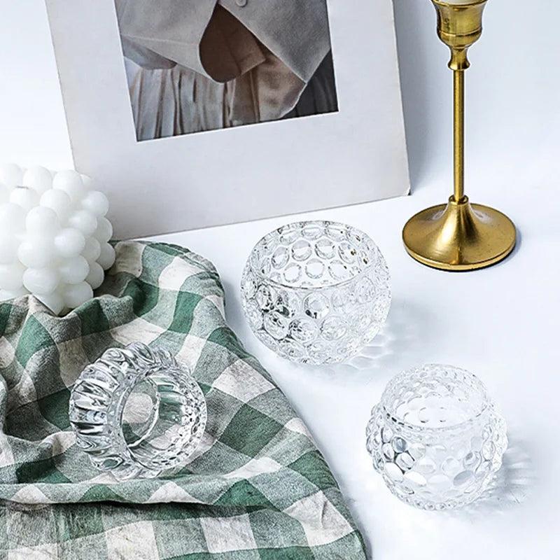 Elegant bølget tekstureret glas lysestage