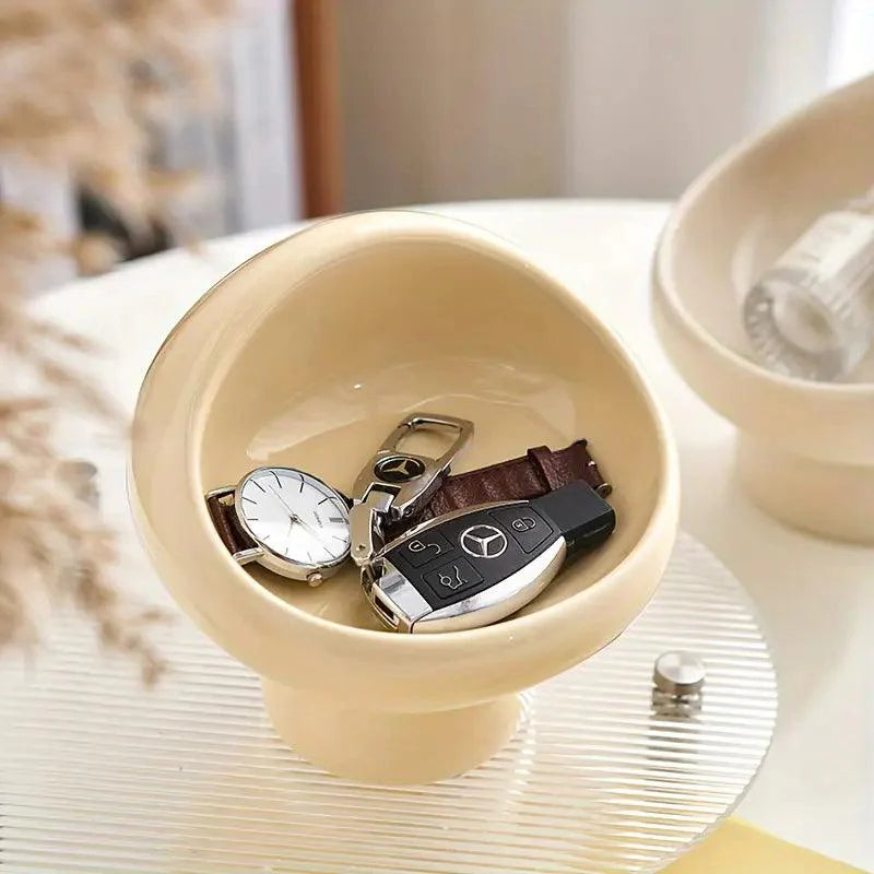 Minimalistisk keramisk svampeopbevaringsboks til smykker og nøgler