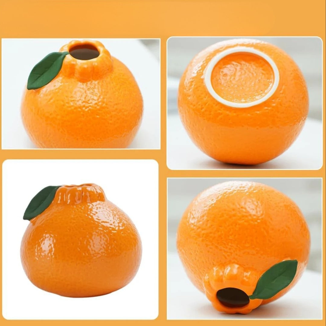 Moderne keramisk orange vase til boligindretning