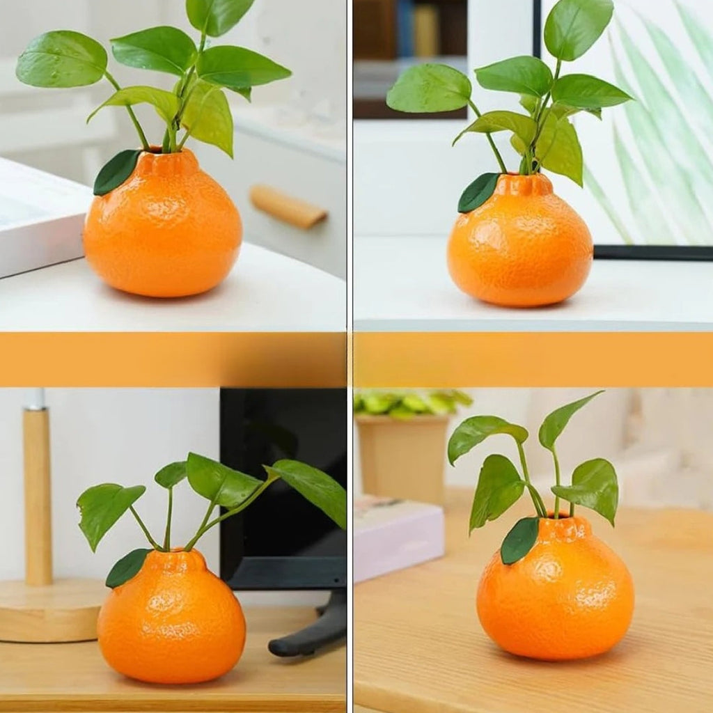 Moderne keramisk orange vase til boligindretning