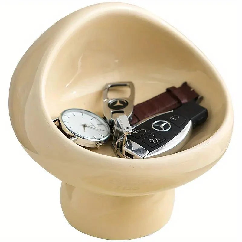 Minimalistisk keramisk svampeopbevaringsboks til smykker og nøgler