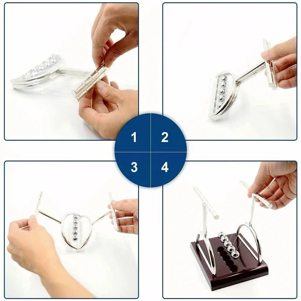 Kinetisk Newtons Pendul Balancekugler Stål & Træ Hjemmedekoration